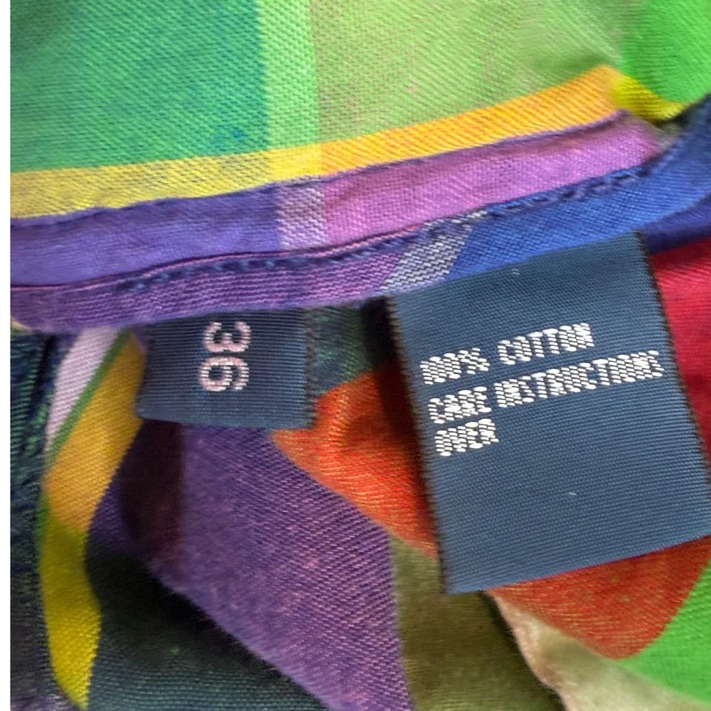 Polo Ralph Lauren Mens Madras Plaid Shorts Multi-Color Cotton Size 36 Flat Front